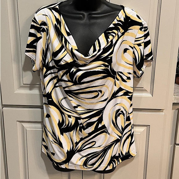 CHICO Stylish Black White Patterned Top size MEDIUM - Picture 1 of 3